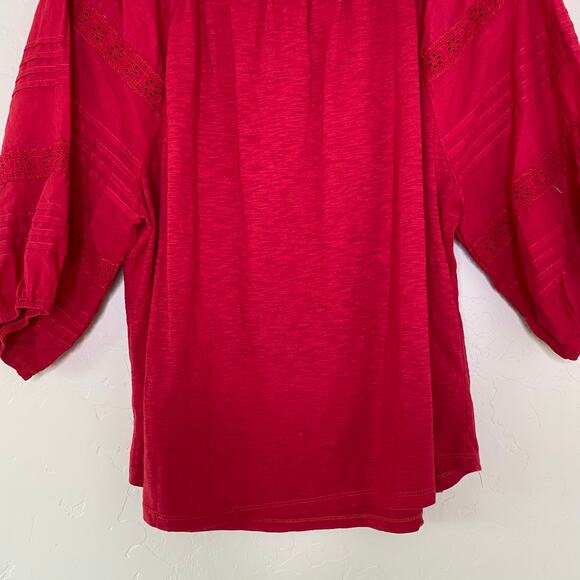 Draper James RSVP Red Balloon Sleeve Blouse Large - Picture 8 of 10